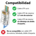 Conector RJ45 Pass Through cat 6 + capuchón pack - Imagen 4