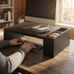 Alzador de Monitor con Organizador Melamina Negra - Imagen 6