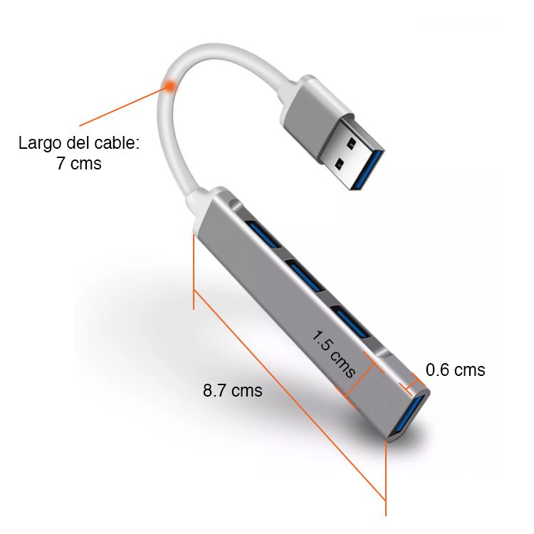 Hub USB 3.0 de 4 puertos Macbook Notebook A-809 - Imagen 3