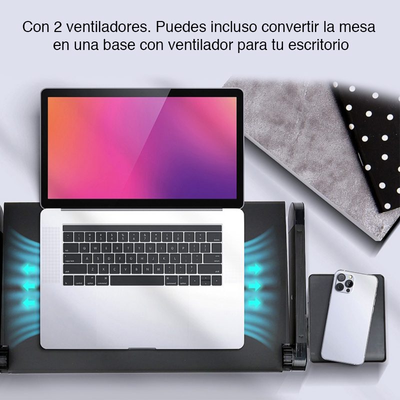 Mesa para Notebook cama plegable con ventilador - Imagen 6
