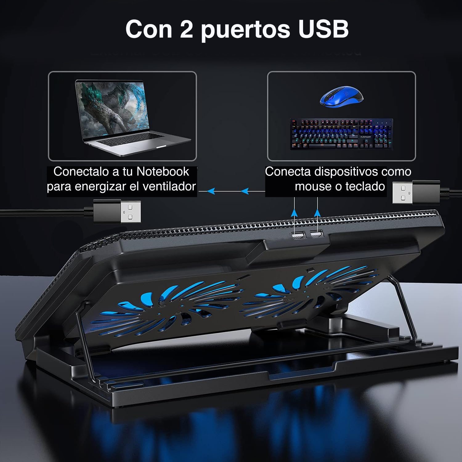 Ventilador notebook Base 2 ventiladores NW-638F - Imagen 7