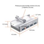 Hub Usb 3.0 Aluminio con prensa plateado - Imagen 3