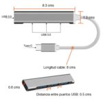 Hub USB-C con 4 puertos USB 3.0 Macbook C-809 - Imagen 3