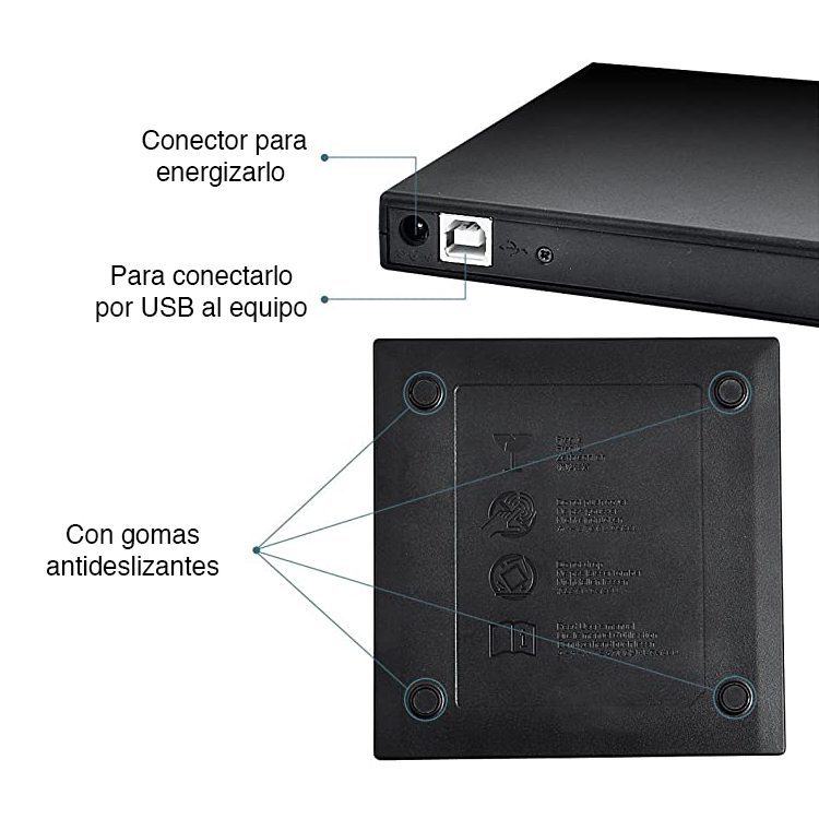 Lector reproductor de CD DVD Externo USB 2.0 - Imagen 4