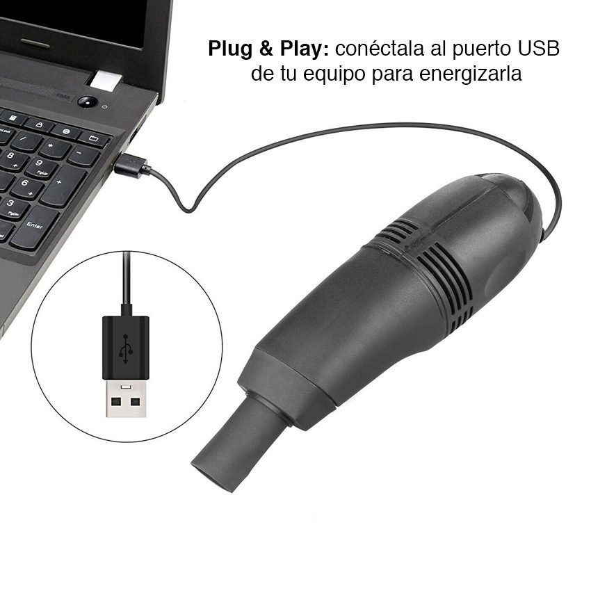 Aspiradora USB para teclado con cepillo y luz - Imagen 5