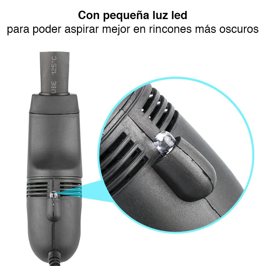 Aspiradora USB para teclado con cepillo y luz - Imagen 6