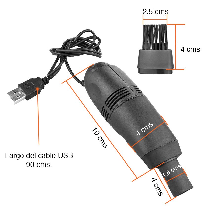 Aspiradora USB para teclado con cepillo y luz - Imagen 2