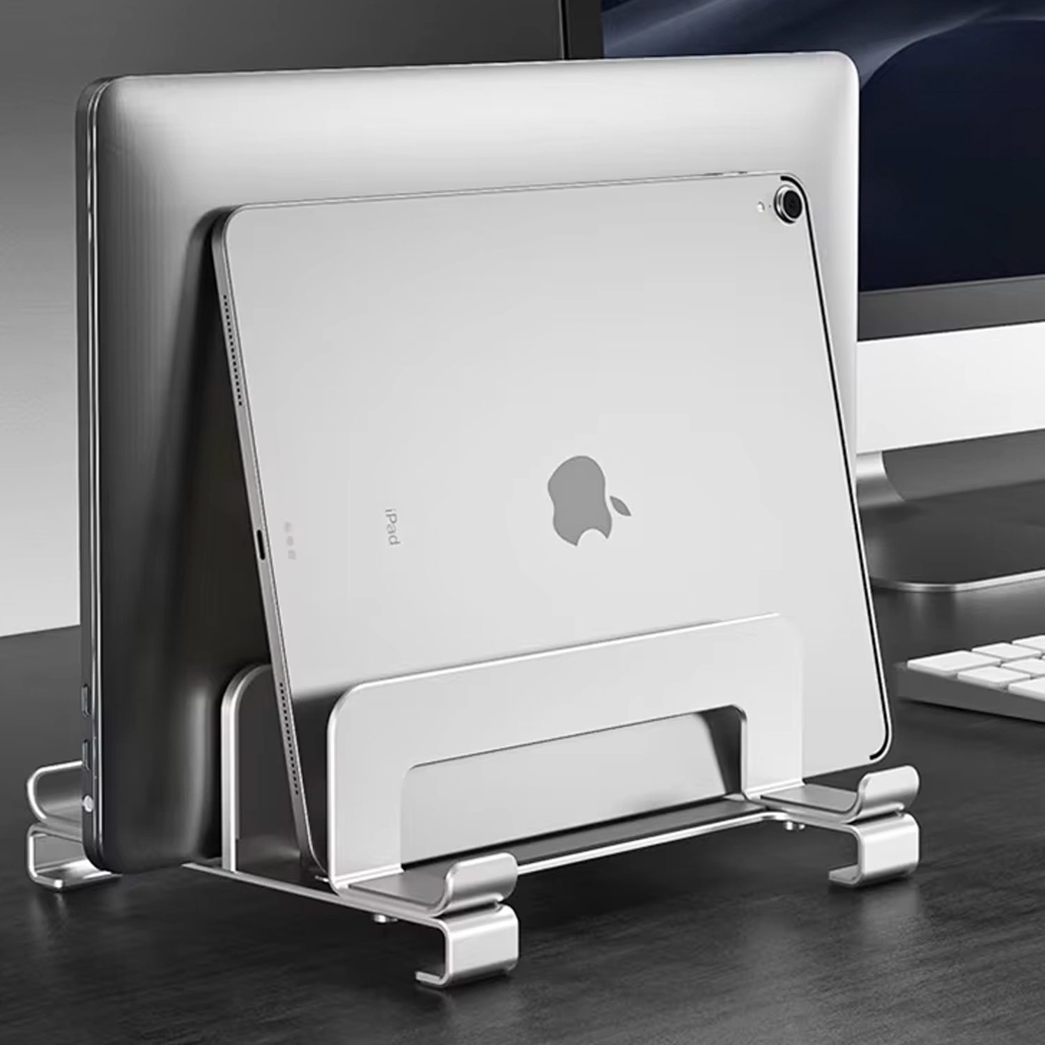 Soporte vertical Notebook Macbook aluminio escritorio - Imagen 2