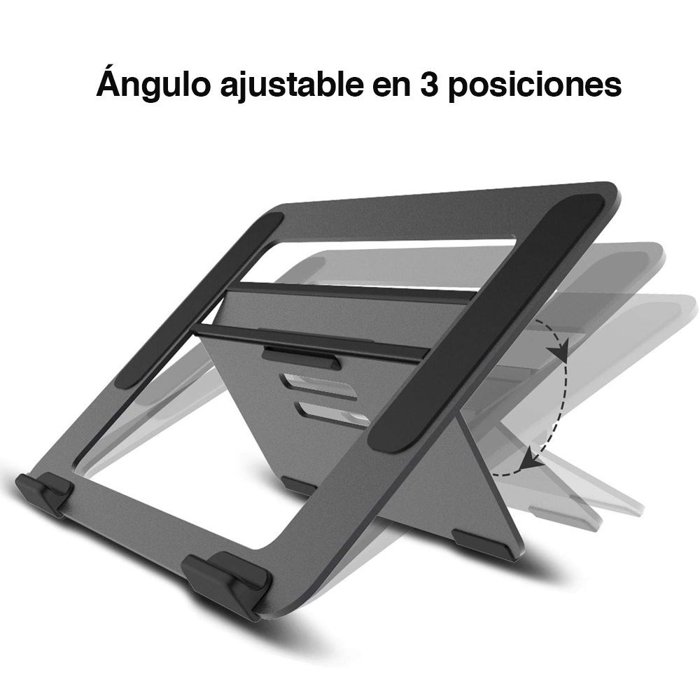 Soporte Notebook Macbook aluminio Negro ajustable - Imagen 8