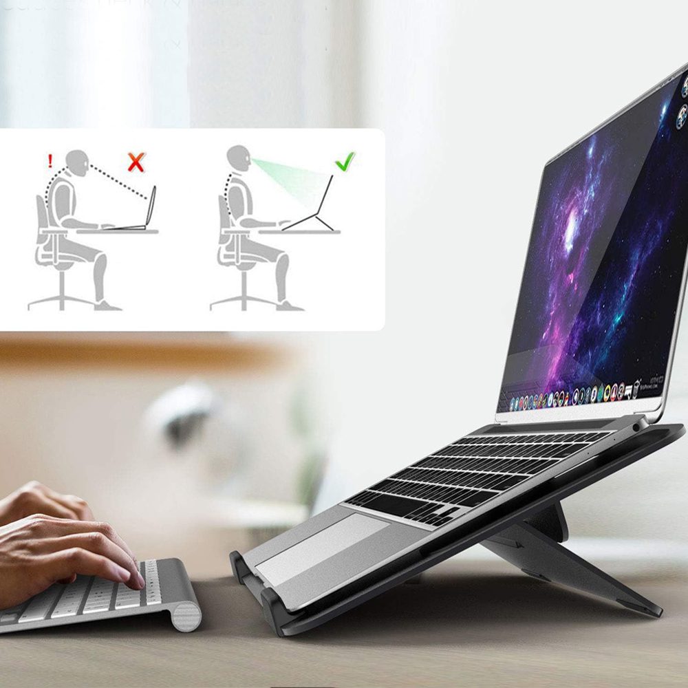 Soporte Notebook Macbook aluminio Negro ajustable - Imagen 5