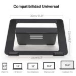 Soporte Notebook Macbook aluminio Negro ajustable - Imagen 4