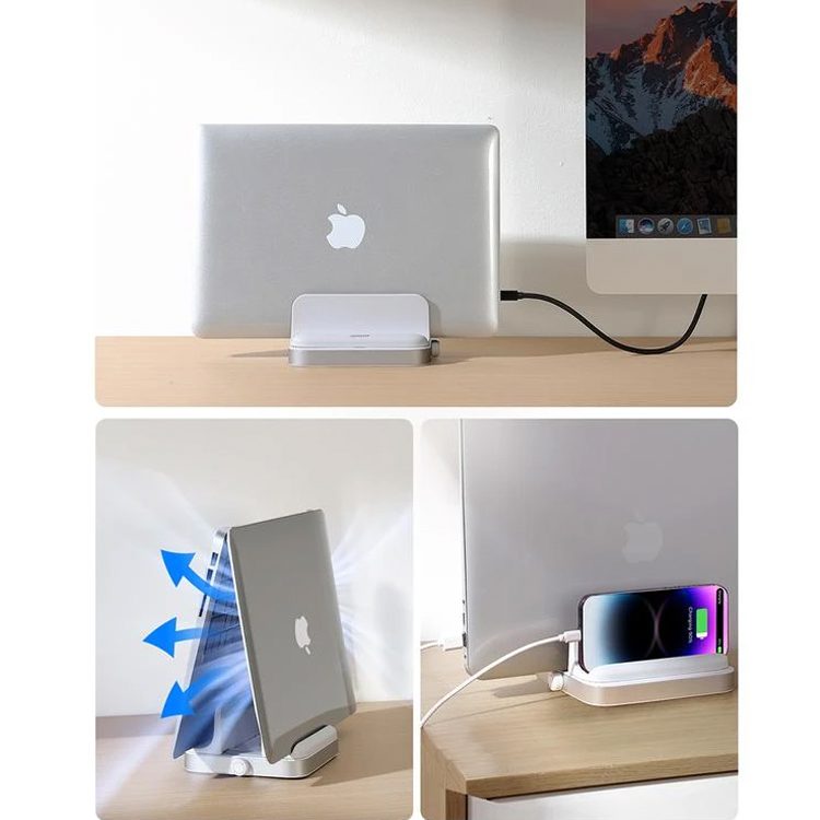Soporte vertical Notebook Macbook ajustable escritorio - Imagen 4