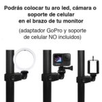 Abrazadera montaje celular GoPro atril brazo Monitor - Imagen 8