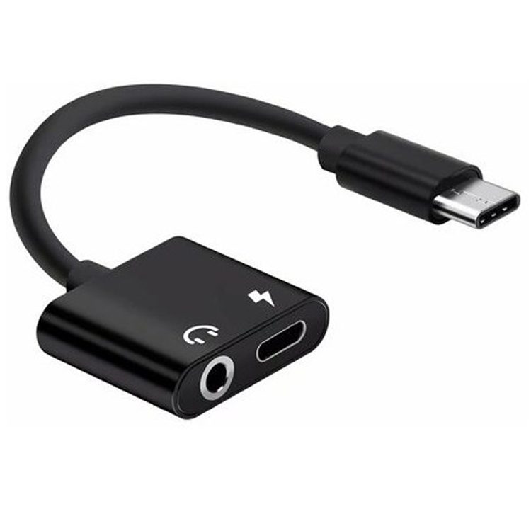 Adaptador-USB-C-a-audífonos-y-cable-cargador-USB-C- Adaptador USB C a audífonos y cable USB C - Imagen 1