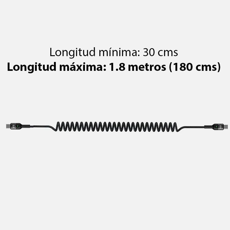 Cable USB C a USB C Retráctil cordón 1.8 mts - Imagen 3