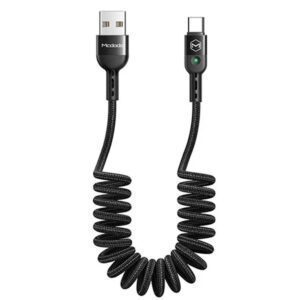 Cable USB C a USB Retráctil espiral cordón 1.8 mts