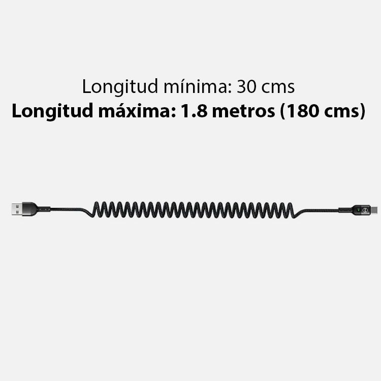 Cable USB C a USB Retráctil espiral cordón 1.8 mts - Imagen 2