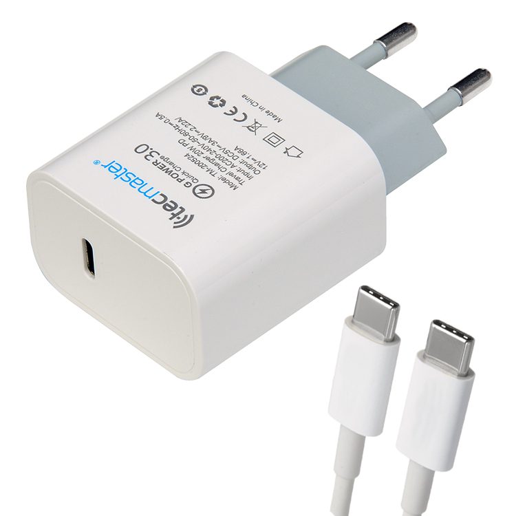 Cargador USB C con cable USB C 20W Certificación SEC iPhone Samsung - Imagen 1