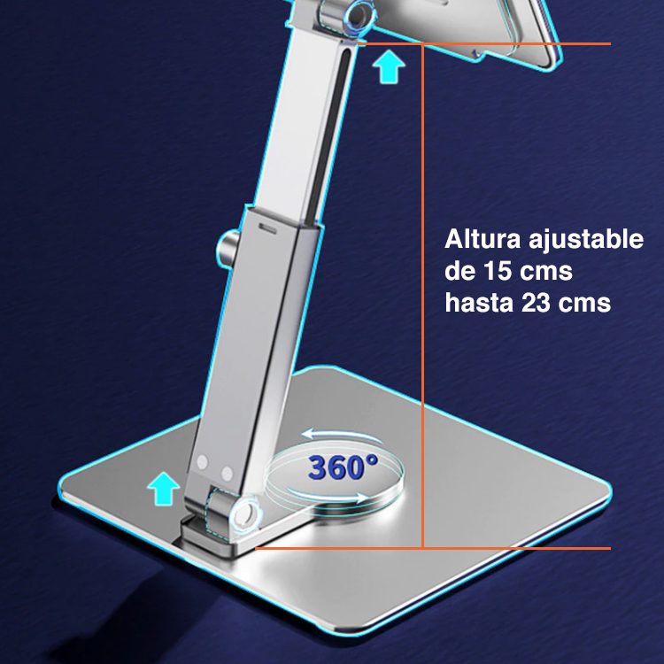 Soporte iPad Pro Air aluminio giratorio ajustable - Imagen 5