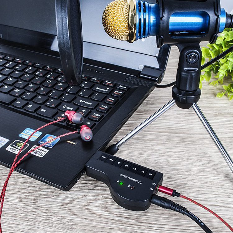 Tarjeta de sonido Audio USB Micrófono Audífonos 8.1ch - Imagen 4