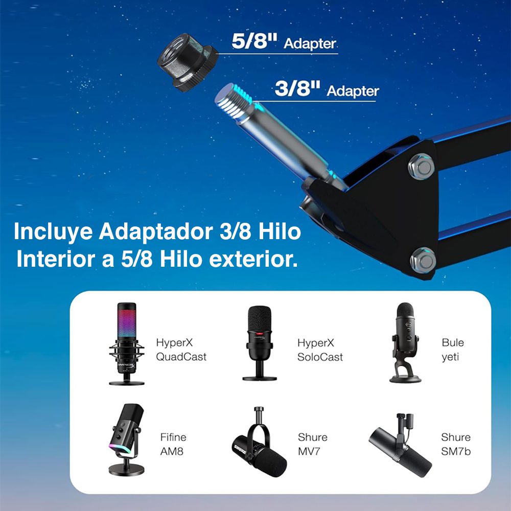 Brazo para micrófono ajustable Hyperx Blue Yeti - Imagen 8