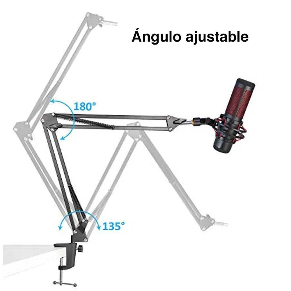 Brazo micrófono Hyperx Quadcast con antipop y aro led - Imagen 2