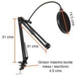 Brazo micrófono Hyperx Quadcast con antipop y aro led - Imagen 8