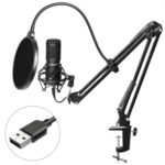Kit Micrófono condensador USB con atril y antipop
