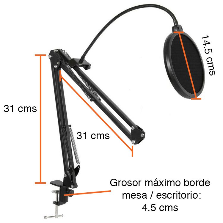 Kit Micrófono condensador USB con atril y antipop - Imagen 2