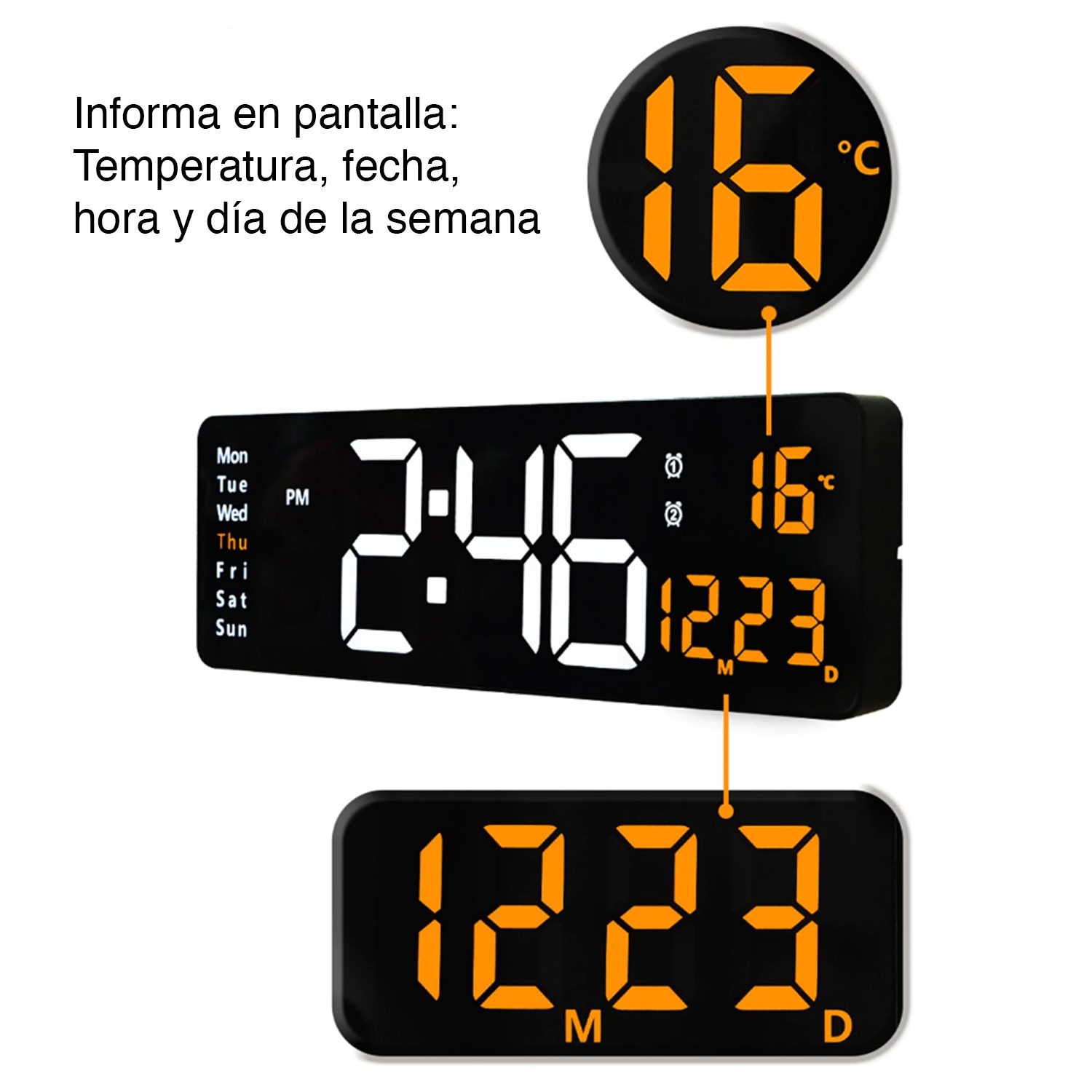 Reloj temporizador de pared fecha temperatura - Imagen 6
