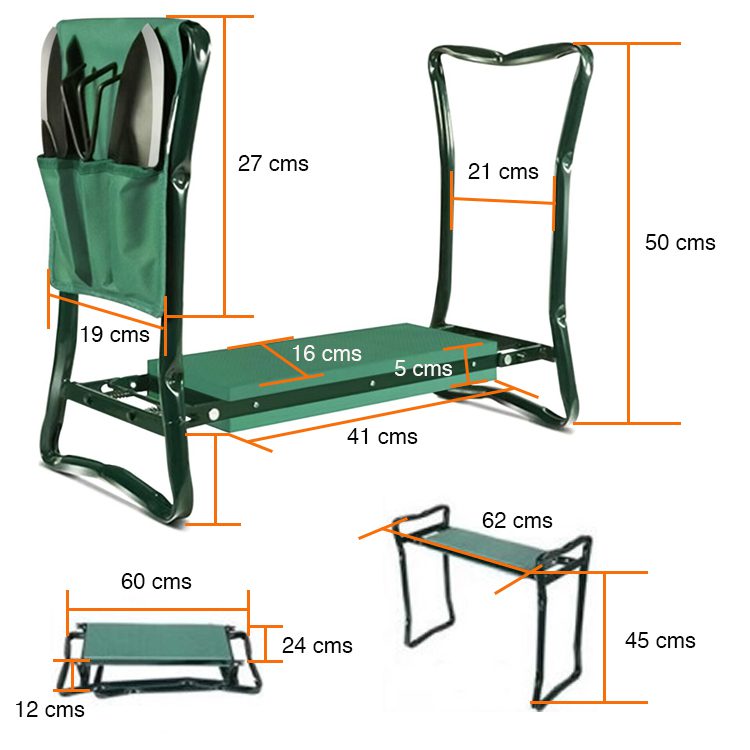 Silla jardinería rodillera y organizador herramientas - Imagen 2