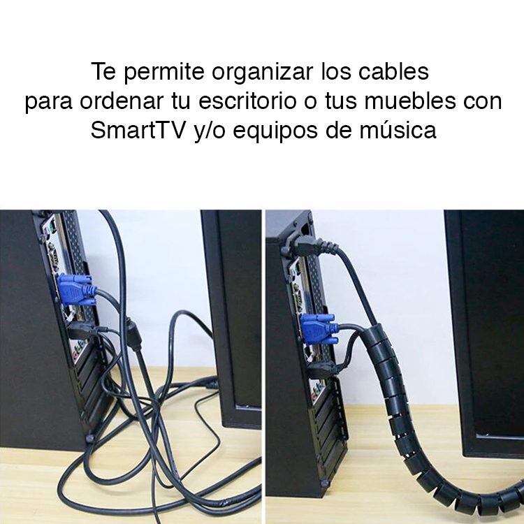 Protector organizador de cables 2 mts negro - Imagen 4