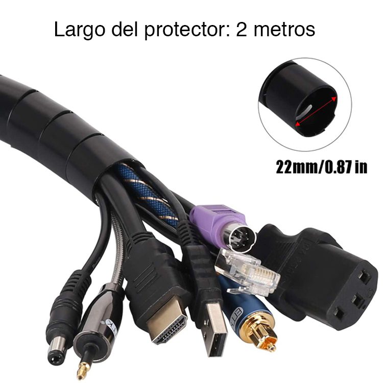 Protector organizador de cables 2 mts negro - Imagen 3