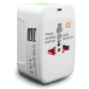 Adaptador enchufe viajes con 2 USB US Europa UK