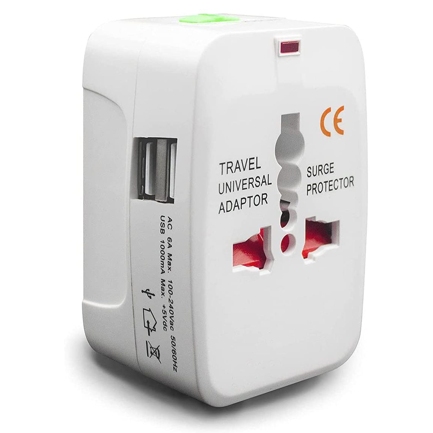 Adaptador enchufe viajes con 2 USB US Europa UK - Imagen 1