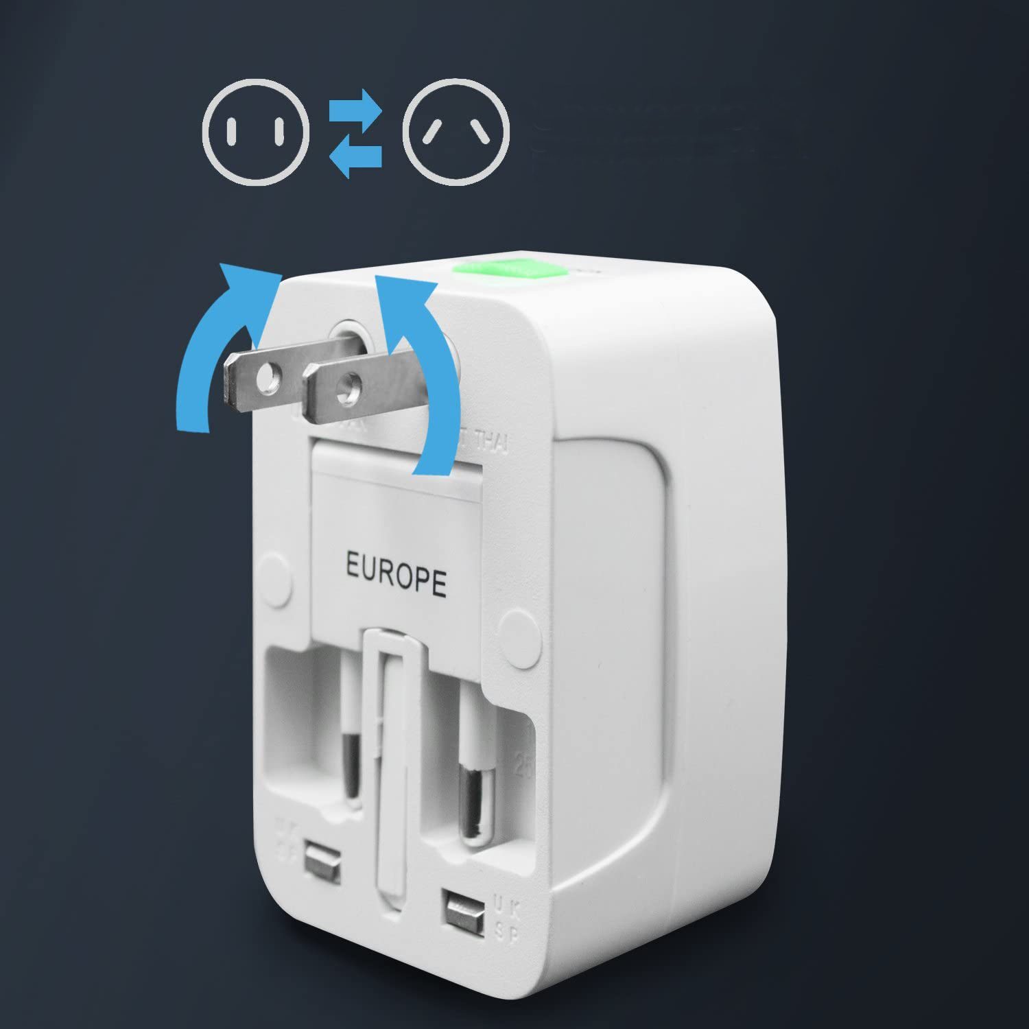 Adaptador enchufe viajes con 2 USB US Europa UK - Imagen 9