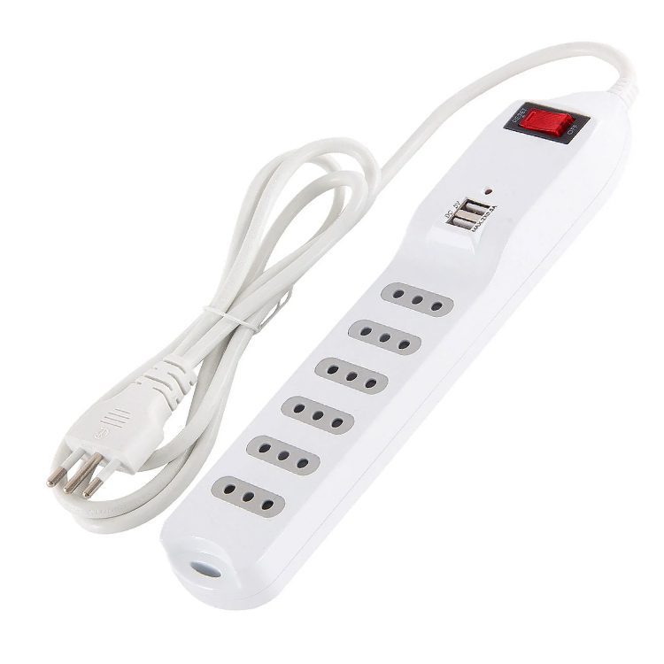Alargador-corriente-Zapatilla-6-tomas-2-USB-2.1A Zapatilla 6 tomas