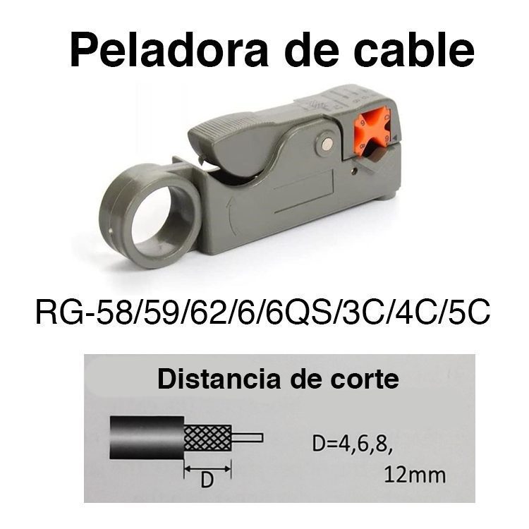 Kit crimpeadora pelacable Coaxial + 20 conectores RG6 - Imagen 3