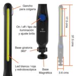 Linterna de trabajo magnética giratoria Luz blanca y roja - Imagen 2