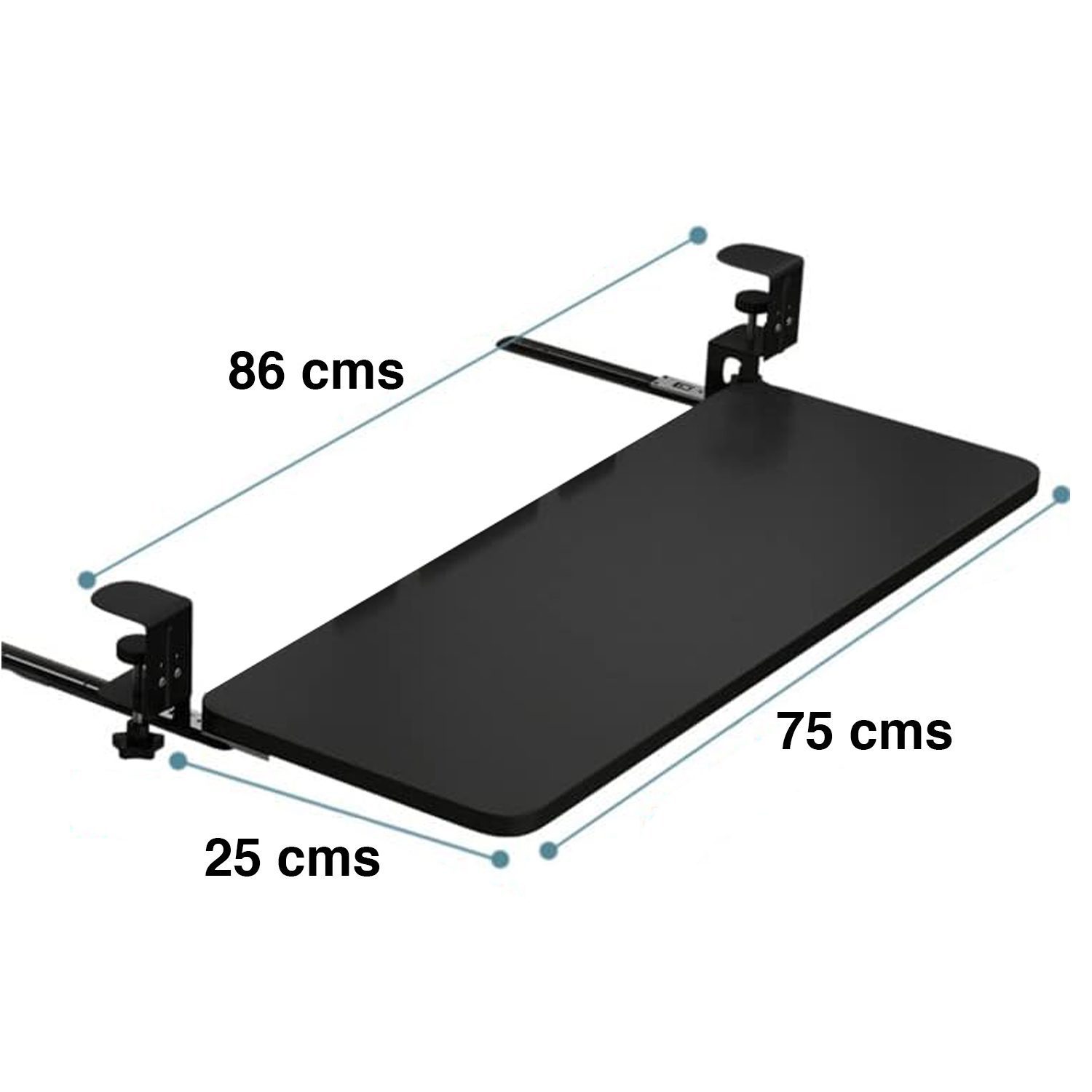 Bandeja teclado bajo escritorio con riel y prensa - Imagen 3