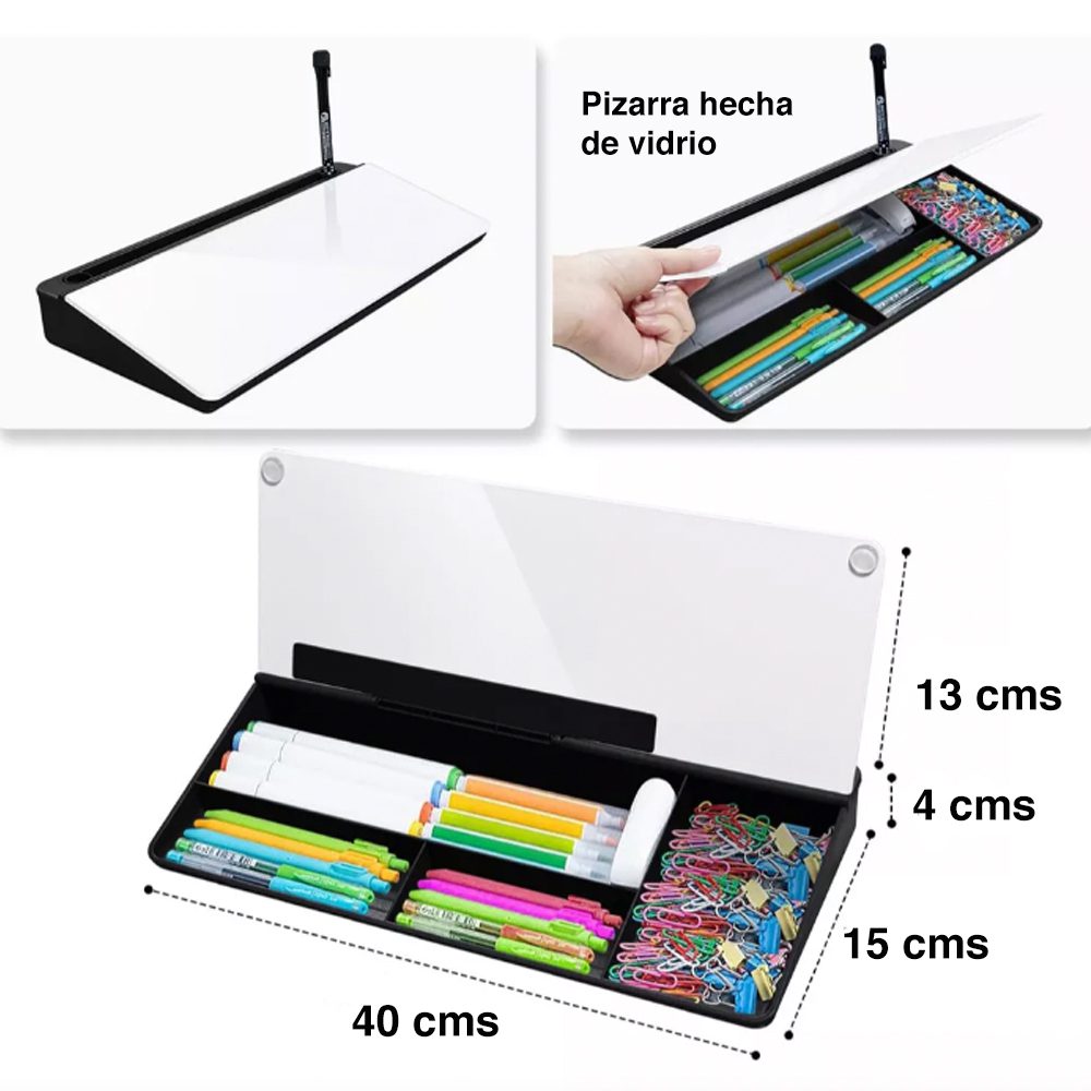 Pizarra de vidrio Escritorio con organizador 40 x 13 cms - Imagen 4