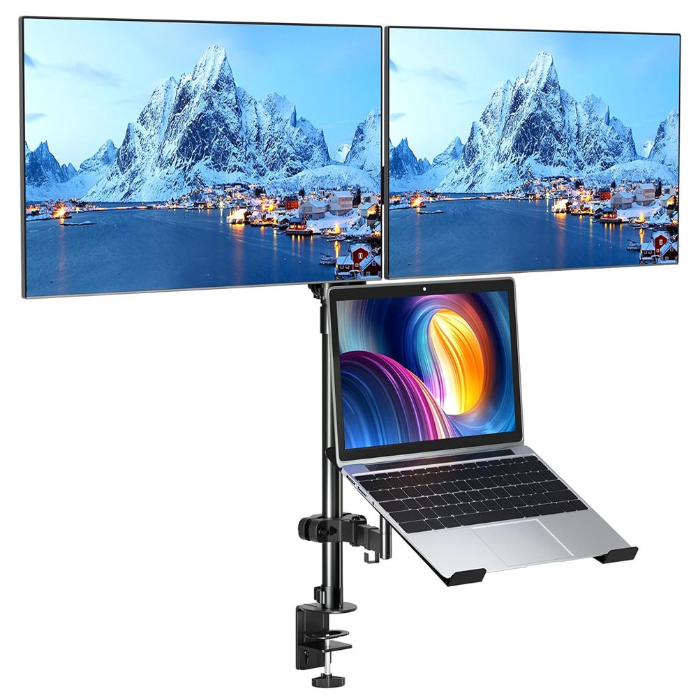 Soporte-Doble-Monitor-y-Notebook-brazo-escritorio-B50---Newo Soporte Doble 2 Monitor y Notebook brazo escritorio - Imagen 1