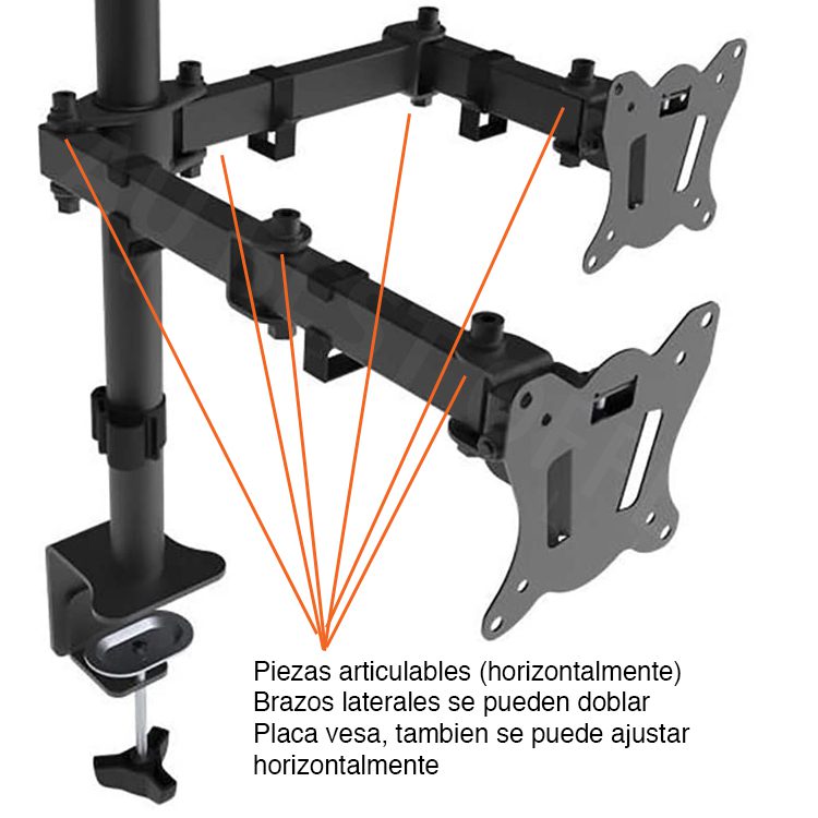 Soporte 3 Monitores escritorio 13 a 27 pulgadas - Imagen 8