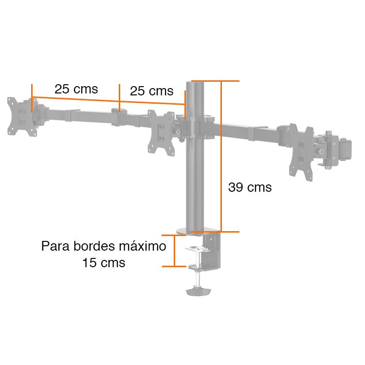 Soporte monitor triple alineacion horizontal - Imagen 6