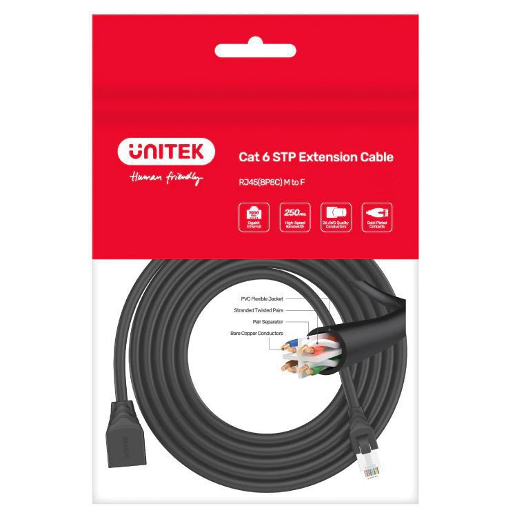 Extensor cable de red cat 6 macho hembra 1 metro - Imagen 3