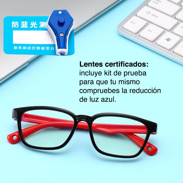 Lentes filtro Luz azul Pantallas Negro con Rojo - Imagen 6