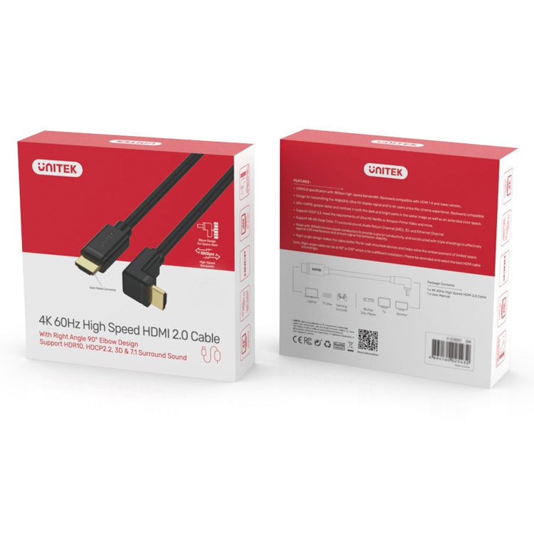 Cable HDMI 2.0 ángulo 90 4K 60Hz 3 metros - Imagen 4