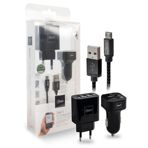 Kit-3-en-1-cargador-auto-pared-Micro-USB- Kit 3 en 1 cargador auto pared Micro USB - Imagen 1