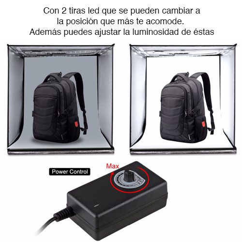 Mini Estudio fotográfico portátil 80 cms Led USB - Imagen 3